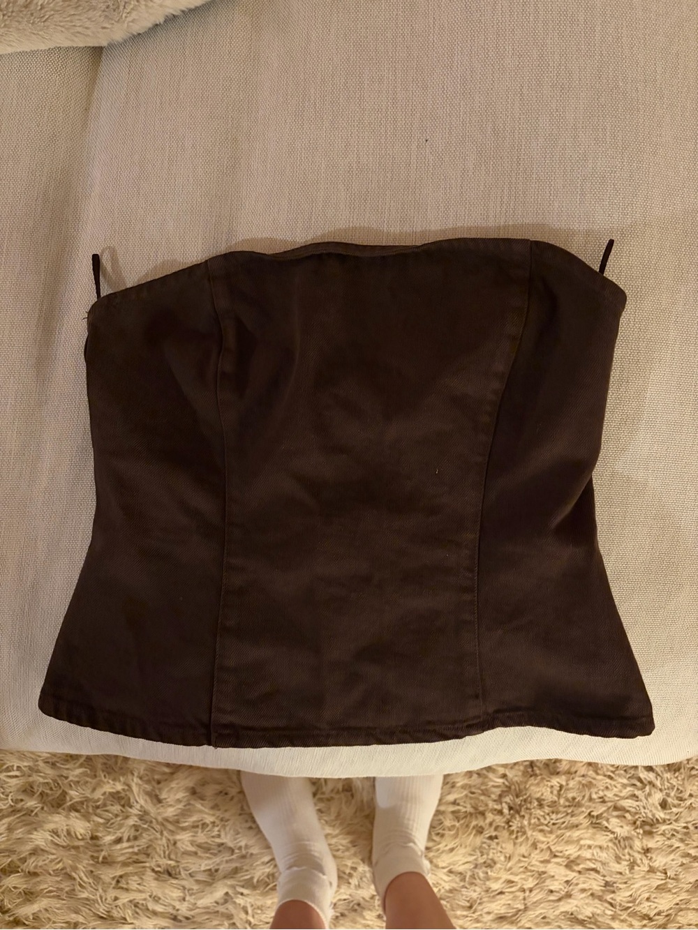 Zara Strapless brown denim Tube Top